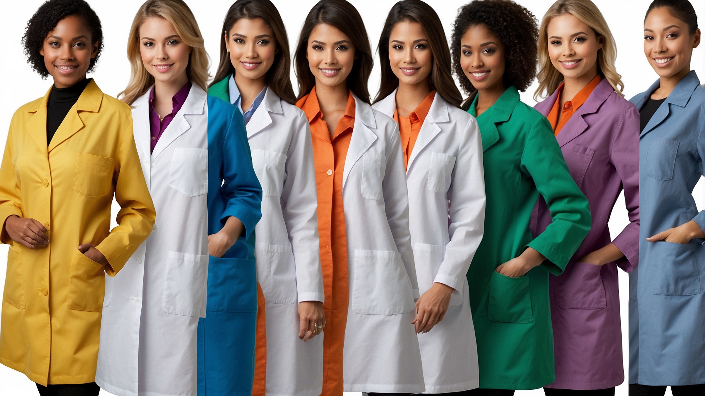 3 4 sleeve white lab coat