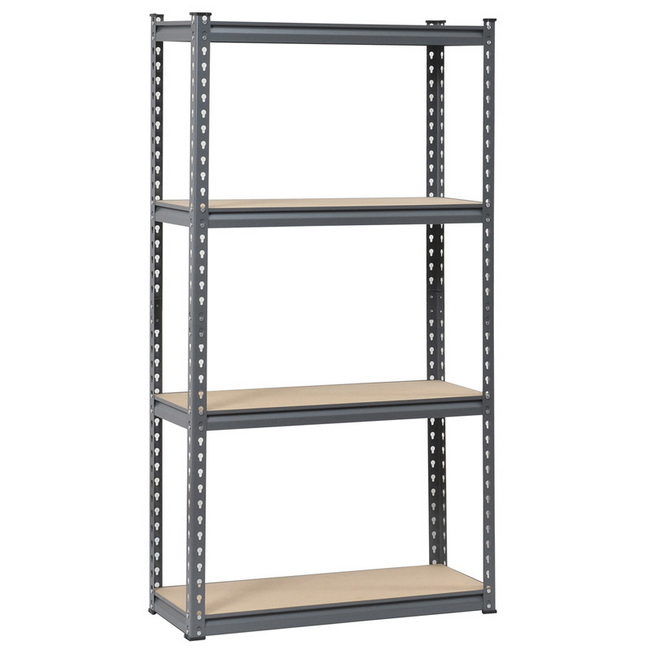 Steel Shelving - 4 Tier - Medium Duty - Boltless - Metal Frame - MDF Shelves - Grey - ADIY3902