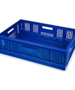Folding Collapsible Crate - Plastic Box - Vented Base and Sides - 60 x 40 x 18 cm - 35L - Virgin Material - HACCP - PI-FC64-H180-virgin