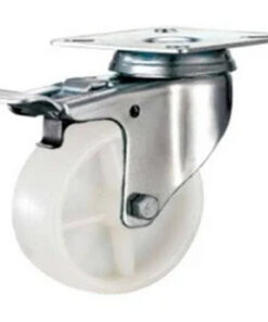 Castor Wheels - Polypropylene - Top Plate Swivel - Brake - White - 75mm - TOOC411