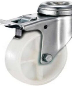 Castor Wheels - Polypropylene - Bolt Hole Swivel - Brake - White - 50mm - TOOC400