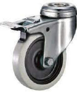 Castor Wheels - Thermoplastic Rubber - Bolt Hole Swivel - Brake - 75mm - TOOC517