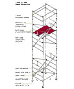 Wide Aluminium Span Tower - 1850 x 1500 x 4200mm - SPANTWR4200