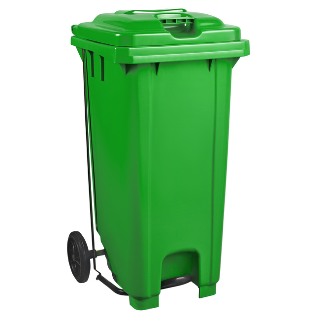 Wheelie Bin - Foot Operated Pedal Bin - 120L - Plastic - Green - 0238
