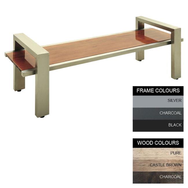 Modern Bench - Steel and Wood - Adj. Feet - 45x180x49cm - Colour Options - MD4641PC