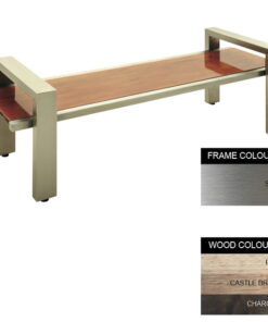 Modern Bench - Stainless Steel 304 and Wood - Bolt Down - 45x180x49cm - Colour Options - MD4242S