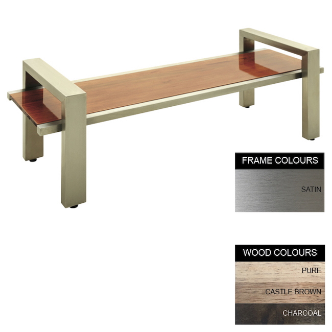 Modern Bench - Stainless Steel 304 and Wood - Adj. Feet - 45x180x49cm - Colour Options - MD4241S