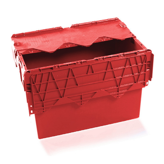 Plastic Crate - Hinged Lid - SABS Approved - 70L - Red - Pack of 80 - AT64400-red