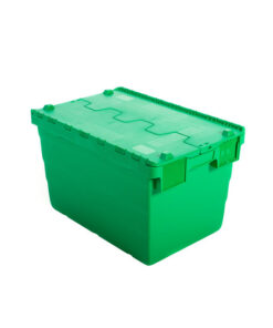 Crate - Security Container - Plastic ALC - Attached Hinged Lid - 52L - 60 x 40 x 32cm - Green - ALC-320-Green