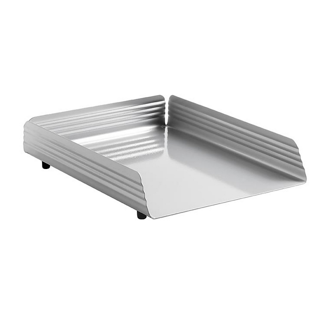 Letter Tray - Single - Fluted Steel Range - Metal - 35 x 25 x 6.5 cm - Silver - 531SI