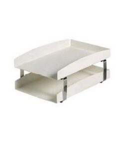 Letter Tray - Double - Life Steel Range - Metal - 35 x 25 x 17 cm - White and Chrome - 202WCH