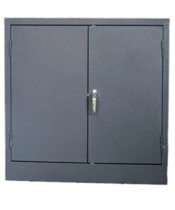 Steel Cupboard - Metal Stationery - 2 Shelves - Hammertone Grey - Knock Down (Requires Assembly) - 90 x 90 x 45 cm - SC004KD-grey