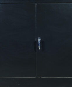 Steel Stationery Cupboard - Metal Storage Cabinet - 2 Shelves - Black - 90 x 90 x 45 cm - SC004-black