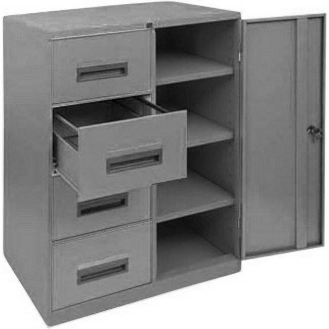 Steel Office Filing Cabinet and Cupboard - 4 Drawer File - 90 x 63 x 132 cm - FC44-grey