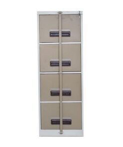 Steel Office Filing Cabinet - 4 Drawer File - Security Bar - Knock Down (Requires Assembly) - 130 x 47 x 63 cm - 4FC01KD-ivorykaroo
