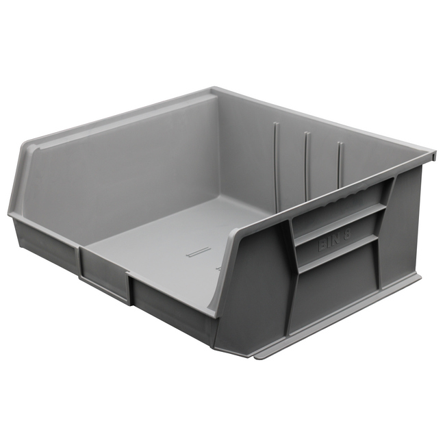 Stack & Hang Parts Storage Bin - Small Plastic Container - Size 8 - 37.5 x 42 x 18 cm - Grey - BIN-8-GREY