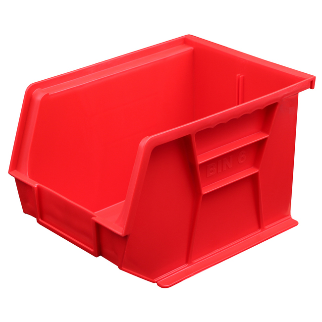 Stack & Hang Parts Storage Bin - Small Plastic Container - Size 6 - 28 x 21 x 18 cm - Red - BIN-6-RED