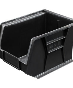 Stack & Hang Parts Storage Bin - Small Plastic Container - Size 6 - 28 x 21 x 18 cm - Black - BIN-6-BLACK