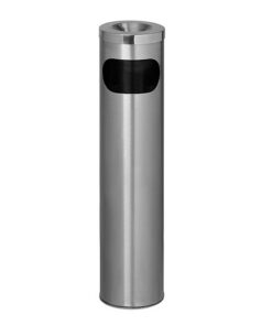 Ashtray Litter Bin - Stainless Steel - Pillar - Wide - Cut Out - 200 Ø x 810 (H) mm - WLP001SS