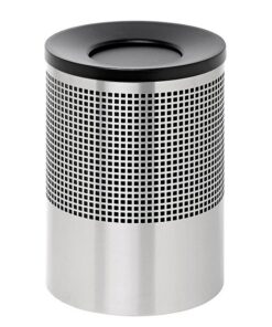 Steel Litter Bin - Wide - Swivel Funnel Top Lid and Bin Liner - Square Punch - 400 Ø x 600 (H) mm - Stainless Steel - 771SS-027SD