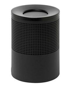 Steel Litter Bin - Wide - Swivel Funnel Top Lid and Bin Liner - Square Punch - 400 Ø x 600 (H) mm - Black - 771BL-027SD