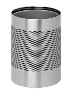 Steel Litter Bin - Wide - No Lid or Liner - Perforated - 400 Ø x 600 (H) mm - Stainless Steel - 630SS
