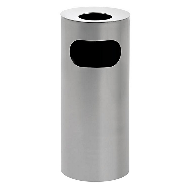 Ashtray Litter Bin - Steel Powder Coated - Free Standing - 240 Ø x 600 (H) mm - Silver - 506SI