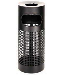 Ashtray Litter Bin - Steel Powder Coated - Square Punch - Free Standing - 250 Ø x 600 (H) mm - Black - 435BL