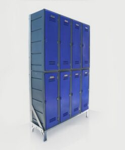 Plastic Clothes Lockers on Frame - 8 x Flat Top Lockers - HACCP - 8CF-FLAT