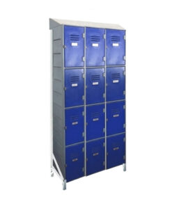 Plastic Lockers on Frame - 3 x 4-Tier (12 Tiers) - Solid Door - Slanted Top - HACCP - 3-4LF-SLANTED