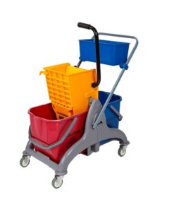50L Double Saul Bucket and Wringer Trolley - With Caddy - 78 x 45 x 95cm