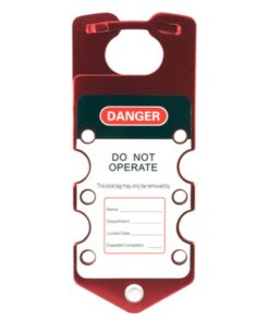 Lockout Hasp - Aluminium with Label - Holds 6 Locks - 19 x 7.7 x 1cm