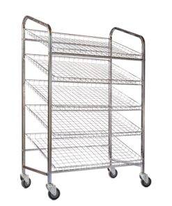 Wire Mesh Bread Trolley - Mobile - 5 Tier - Chrome and Electroplated - 153 x 110 x 58cm