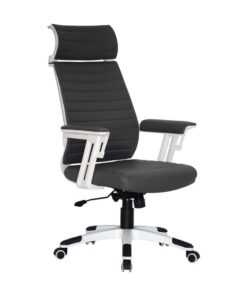High Back Office Chair - Headrest - Wall Street - PU Leather - Swivel and Tilt - Gas Height - Dark Grey