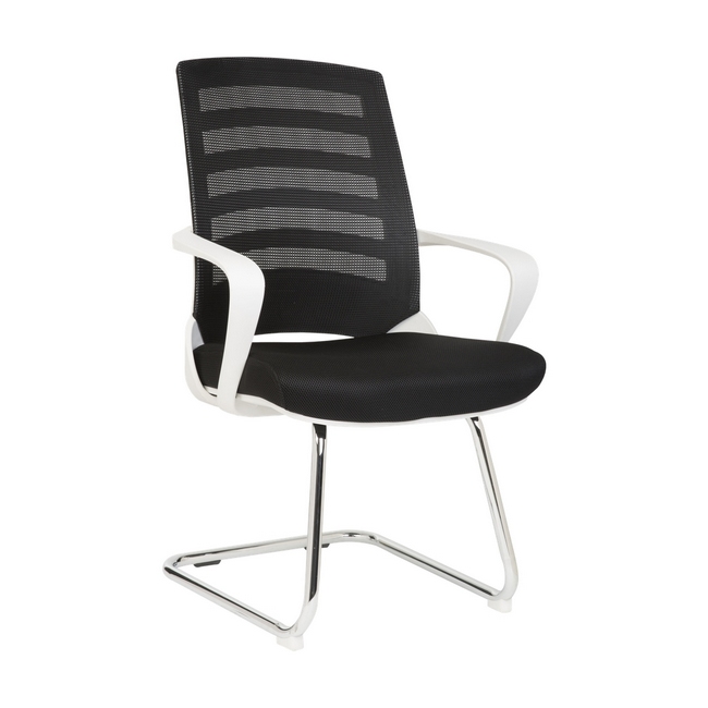 Visitors Office Chair - White Nite - Netting - Black Seat - White