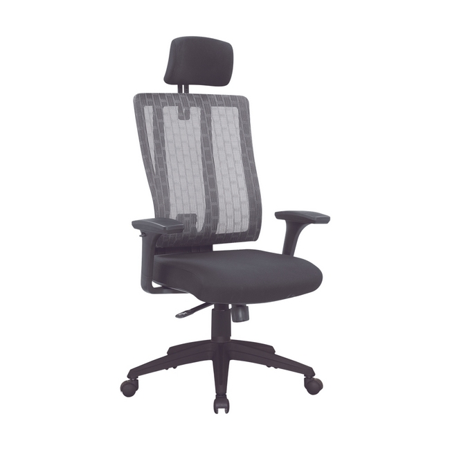 High Back Office Chair - Follow Me - Netting - Headrest - Swivel and Tilt - Gas Height - Black