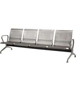 Airport Bench - Public Seating - Stainless Steel - Indoor and Outdoor Use - Flat Packed - Four Seater - 238 x 67 x 79 cm