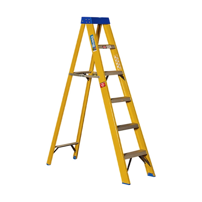 Partial Fibreglass Step Ladder - Single Sided - Industrial A-Frame - 4 Steps - 1.2m