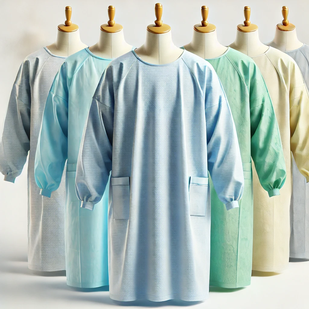blue surgical gown