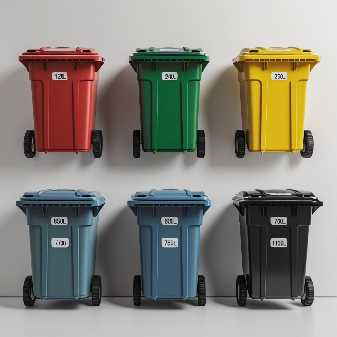 Red 770 liter wheelie bin