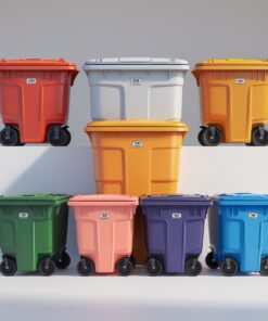 Black 660 liter wheelie bin