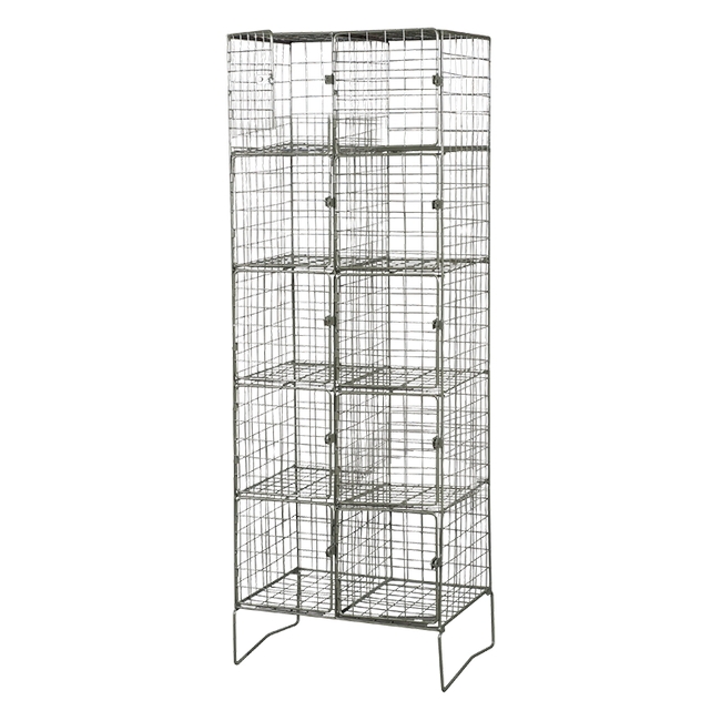 Wire Metal Locker - Powder Coated Steel Mesh - Double - 10 Doors - 5 Tier x 2