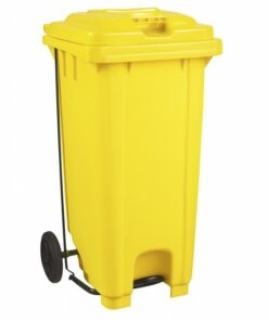 Wheelie Pedal Bin - 120L Foot Operated Pedal Bin - Plastic - Yellow