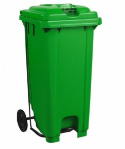 Wheelie Pedal Bin - 120L Foot Operated Pedal Bin - Plastic - Green