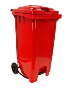 Wheelie Pedal Bin - 240L Foot Operated Pedal Bin - Plastic - Red