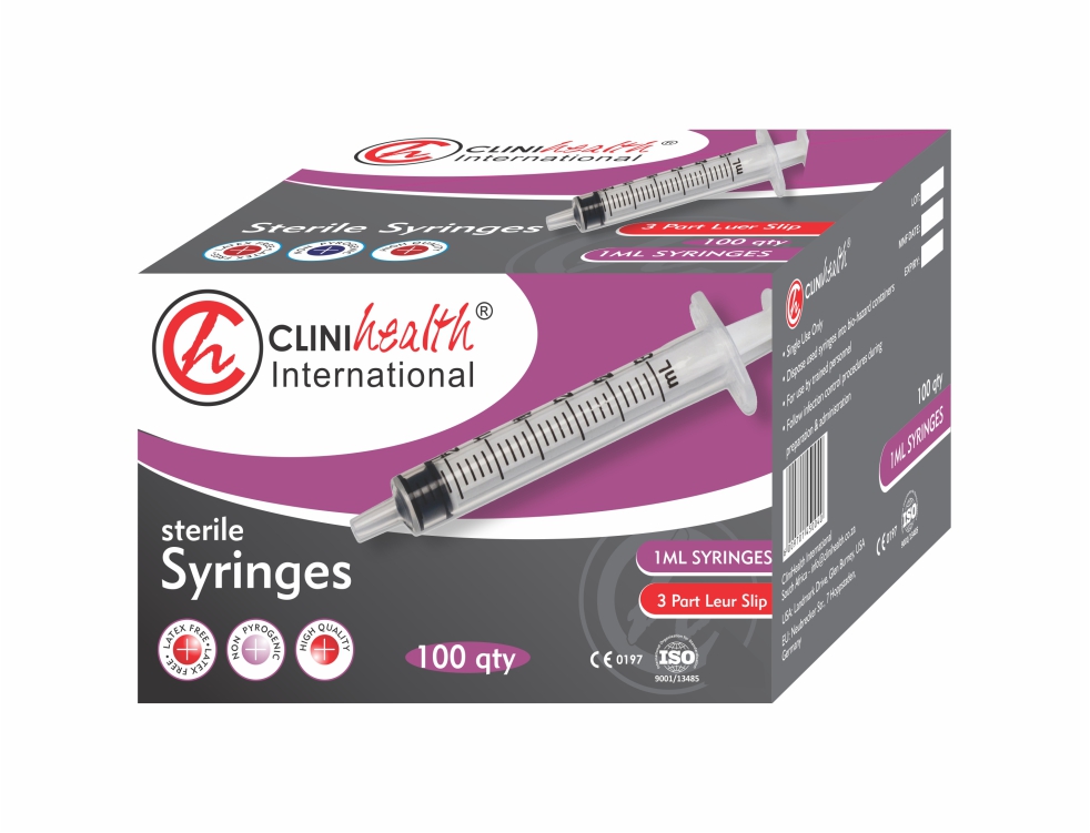 Syringe 1ml 3 Part L/Slip CliniHealth