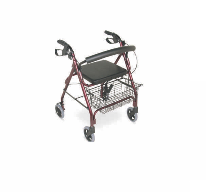 Rollator 4 Wheel with 6″ Wheels Solid Castor – Aluminium