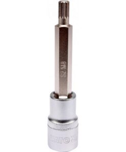 Spline Bit Socket - Chrome Vanadium - 1/2" Connector - Long - M8 x 100mm - YT-04352